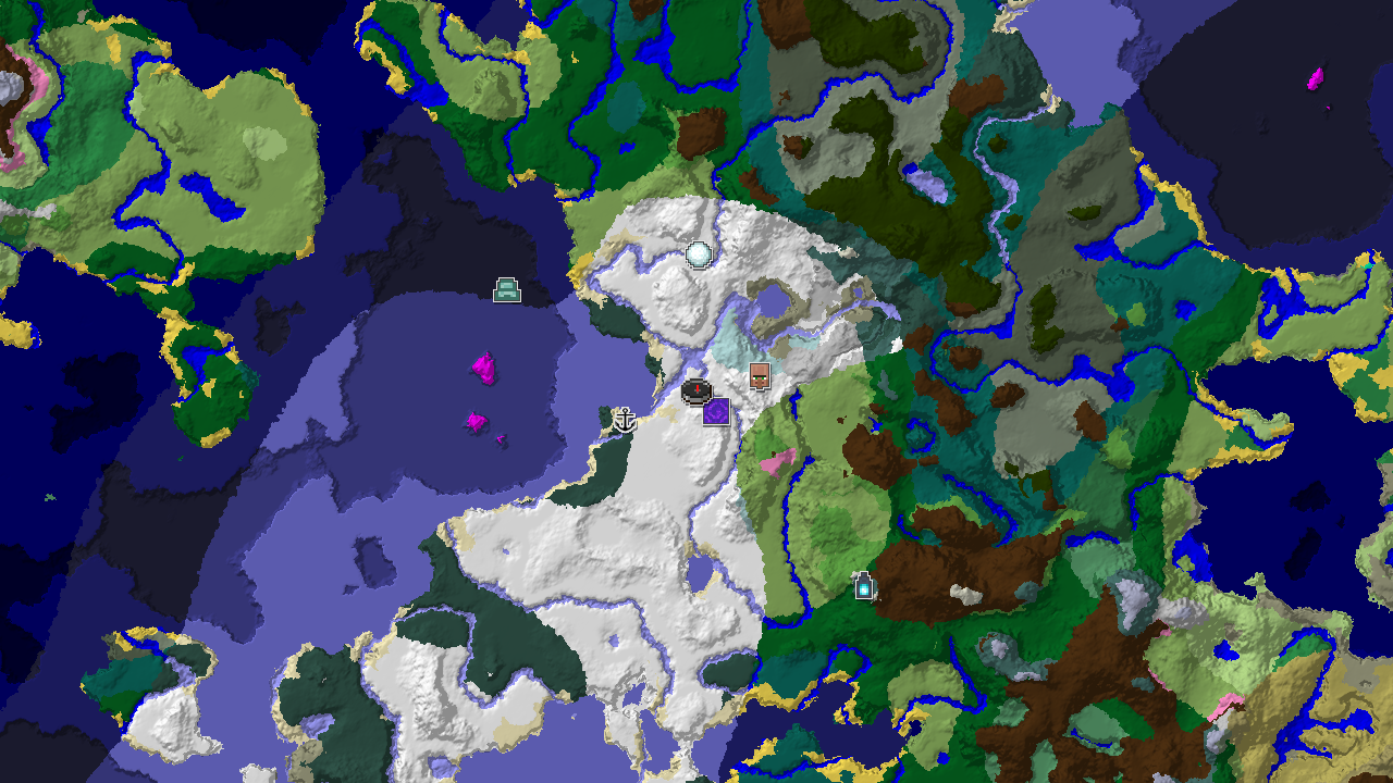 Ice Spikes and Village Near Spawn in a Snowy World