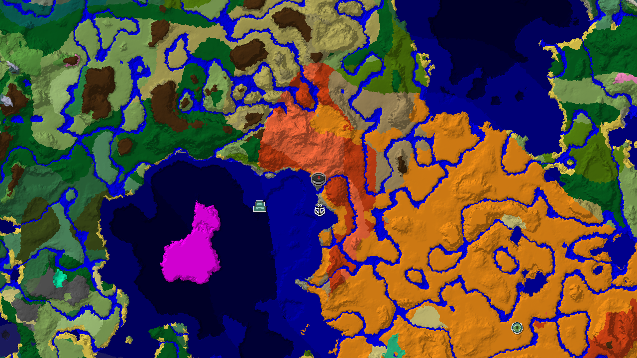 Desert Spawn with Nearby Eroded Badlands and Warm Ocean