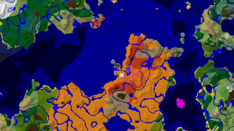 Eroded Badlands at Spawn, Plus Desert and Ocean