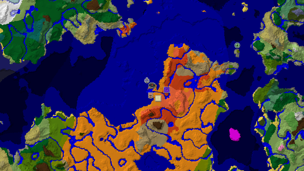 Eroded Badlands at Spawn, Plus Desert and Ocean