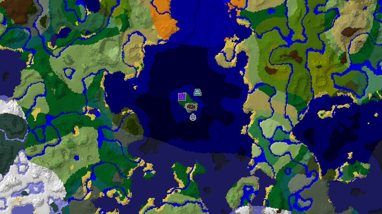 Spawn Near Three Structures and Varied Oceans