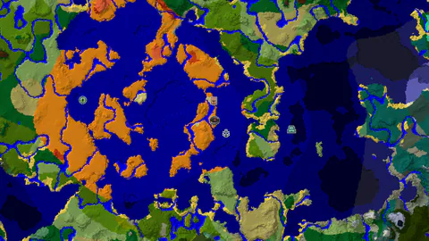 Desert Spawn with Nearby Village and Warm Ocean