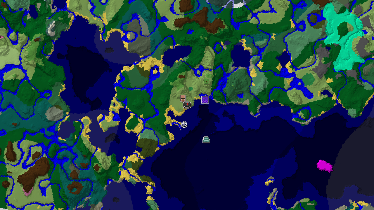 Waterside Village and Extensive Ocean Biomes at Spawn