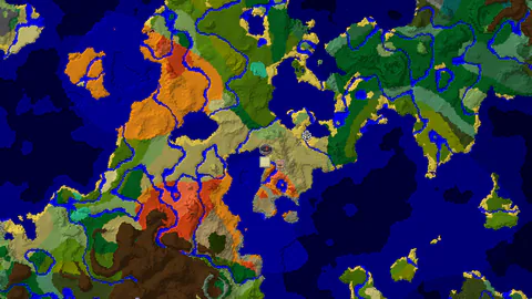 Savanna Spawn with a Waterside Village and Desert Pyramid