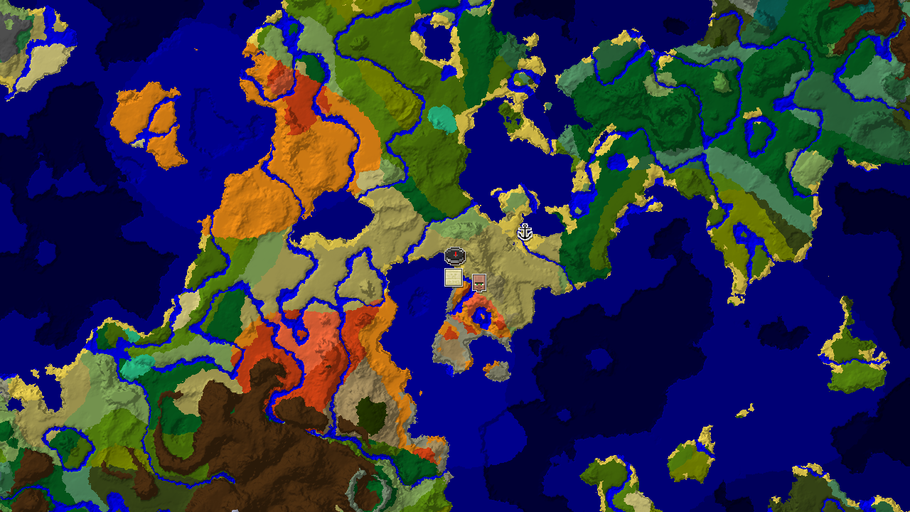 Savanna Spawn with a Waterside Village and Desert Pyramid