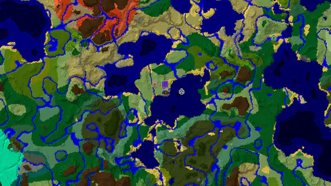 Waterside Village and Diverse Biomes Near Spawn