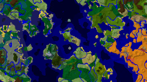 Ancient City Near Spawn in a Lush Coastal Landscape
