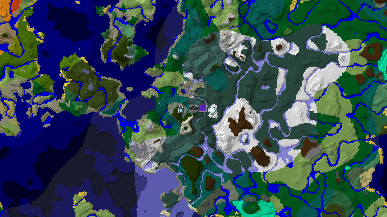 Spawn Near an Ancient City in a Snowy Mountain Range