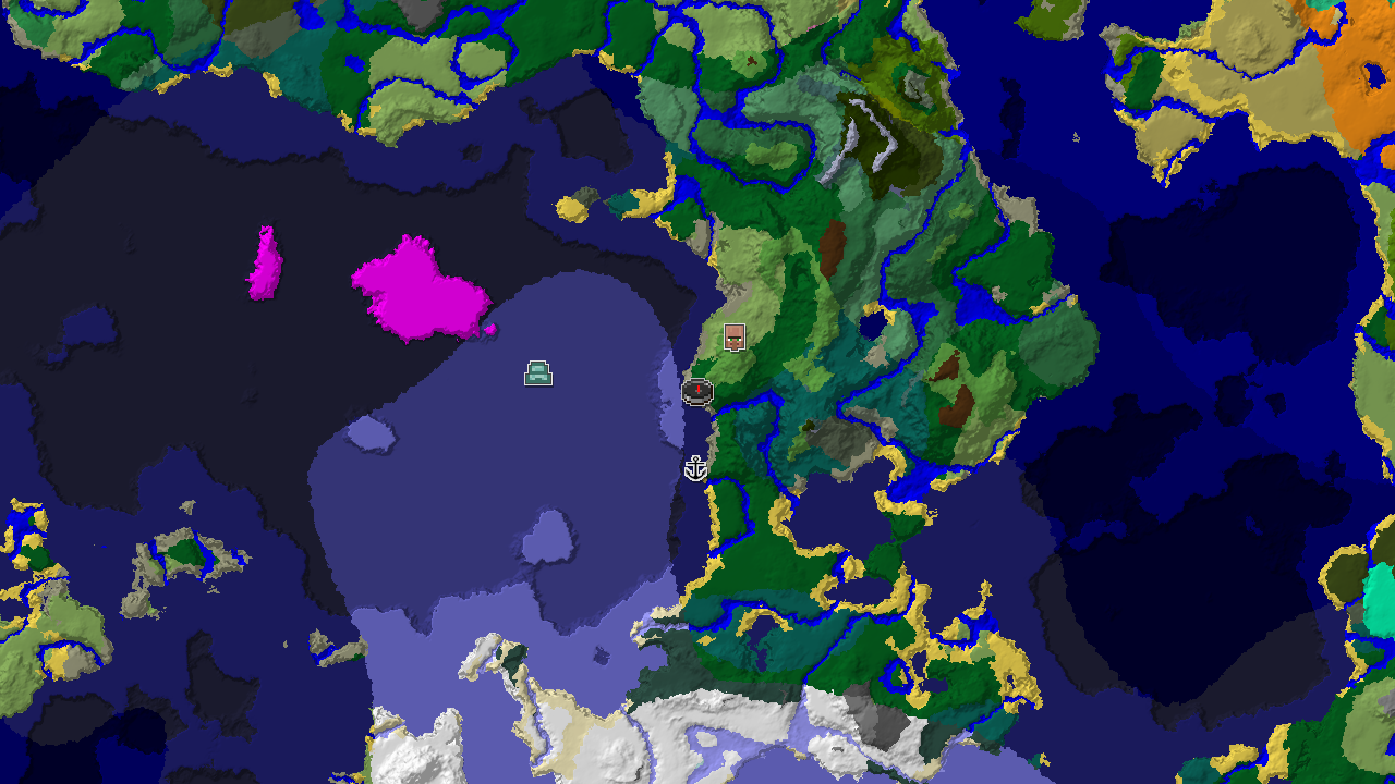 Waterside Village, Frozen Oceans, and Mushroom Fields