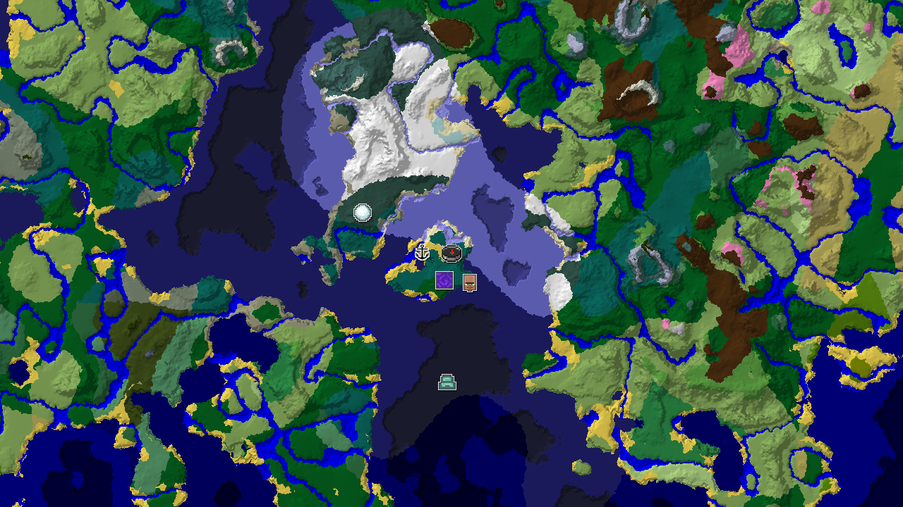 Spawn Near a Trio of Handy Structures in Icy Taiga