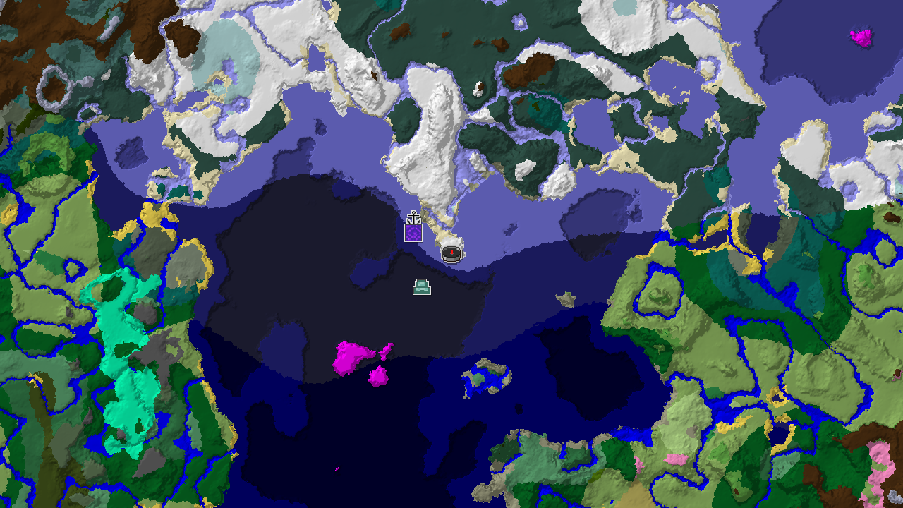Frozen Ocean World with Nearby Underwater Temple