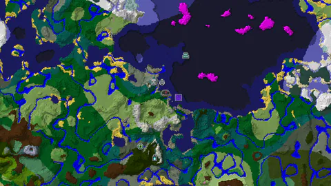Spawn in a Forest with Nearby Ocean Structures and Ancient City