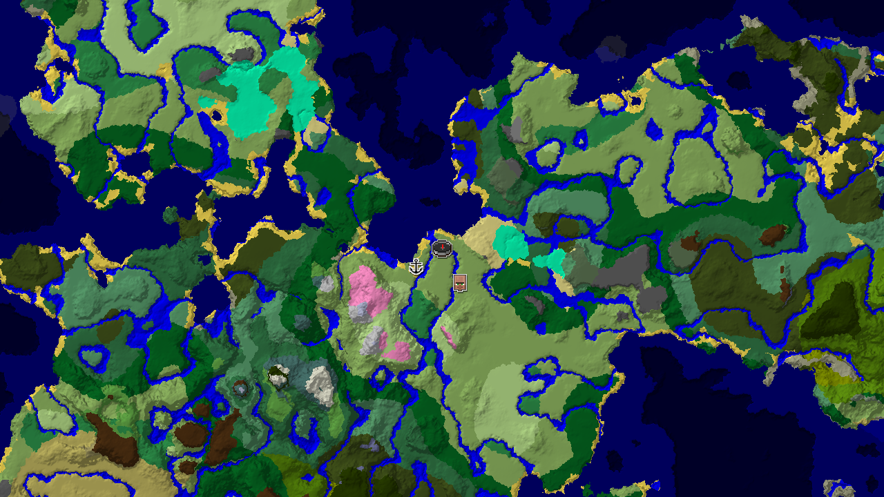 Waterside Village and Windswept Savanna Near Spawn