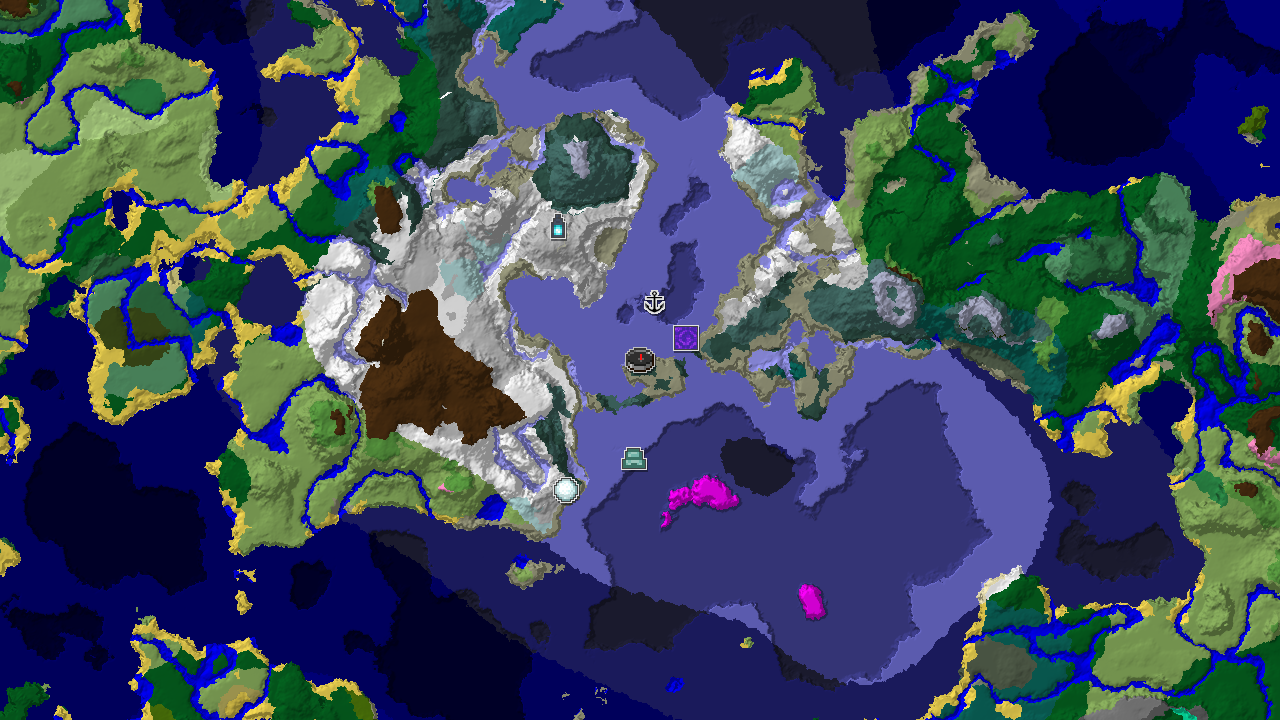 Frozen Tundra with Nearby Ancient City and Mushroom Fields
