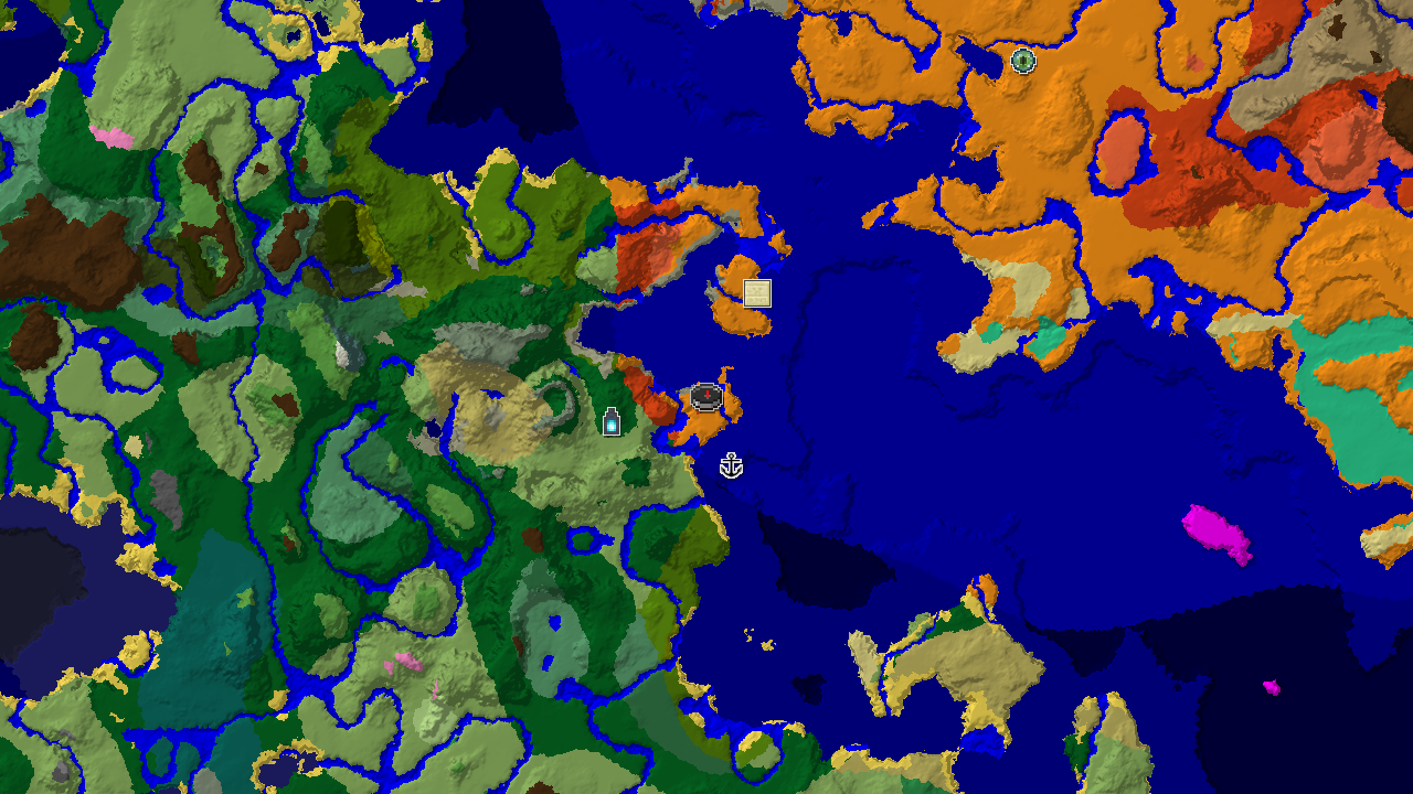 Desert Spawn with Nearby Ancient City and Warm Ocean