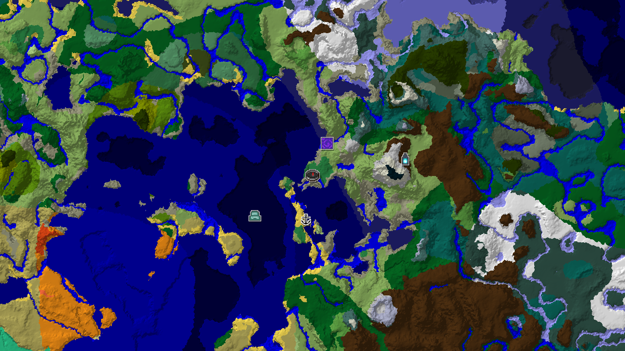 Flower Forest Spawn with Nearby Coastal Structures