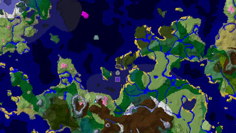 Dark Forest Survival Island with Coastal Ruins and a Shipwreck