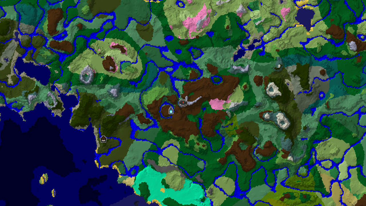A top-down 2D biome map centered on spawn, showing a Birch Forest spawn point, an Ancient City to the west, and a Woodland Mansion further northwest.