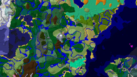 Ancient City Near Spawn, Vast Forests, and Snowy Peaks