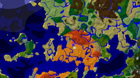 Desert Spawn with Nearby Eroded Badlands and Village