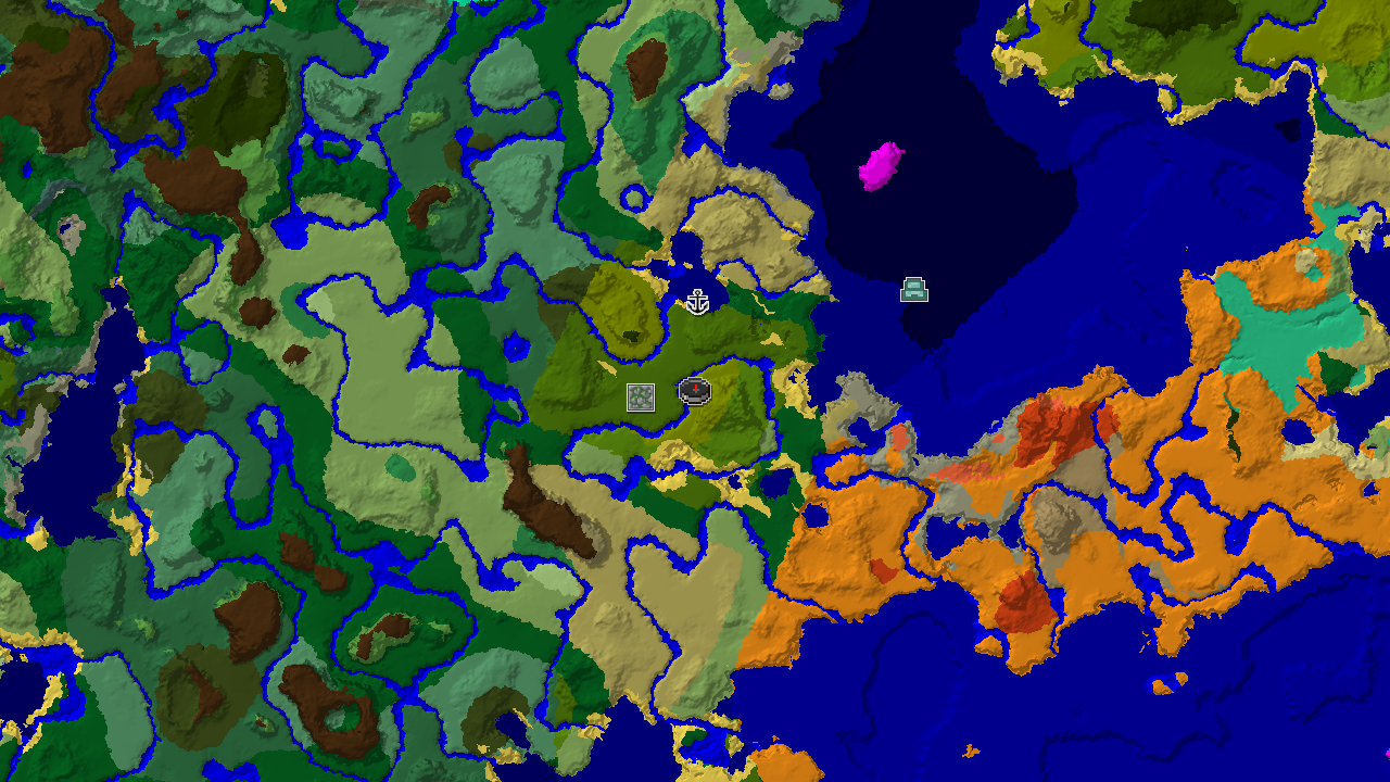 A 2D top-down biome map centered on the spawn point, showing the Bamboo Jungle and surrounding biomes, with markers for a Jungle Temple and a Shipwreck.