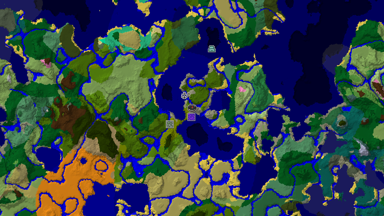 A 2D biome map centered on the player's spawn point in a bamboo jungle, showing nearby structures like a ruined portal, shipwreck, and jungle temple.