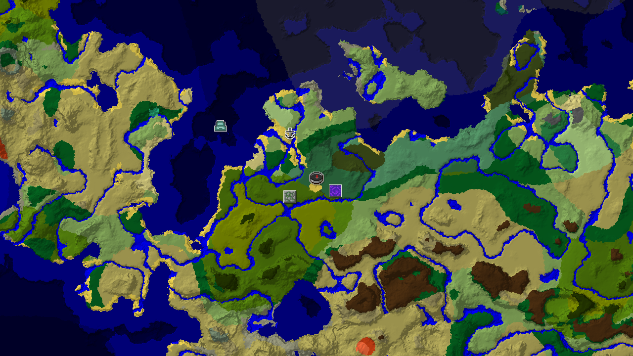 A 2D biome map centered on the spawn point, showing Birch Forest, Jungle, and other biomes, with markers for a Ruined Portal and a Jungle Temple.