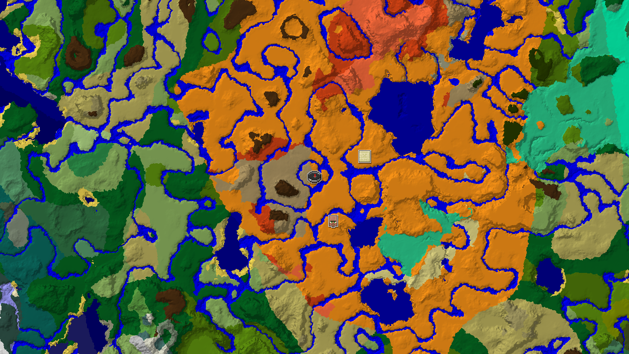 Desert Spawn with Nearby Pyramid and Badlands