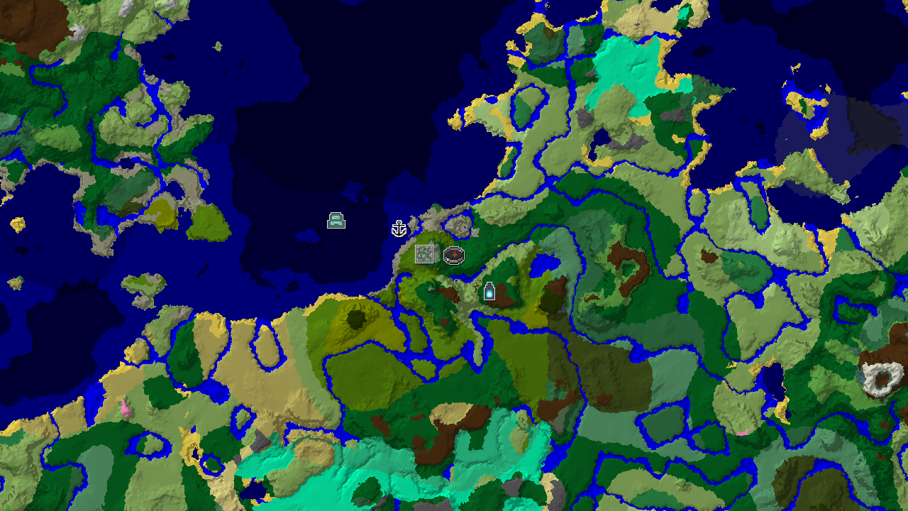 A 2D biome map centered on spawn, showing nearby Forest and Jungle biomes, with markers for a Jungle Temple and an Ancient City.
