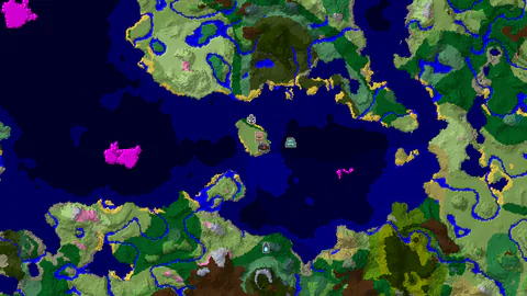 Ancient City Near Spawn in a Lush Oceanic Landscape