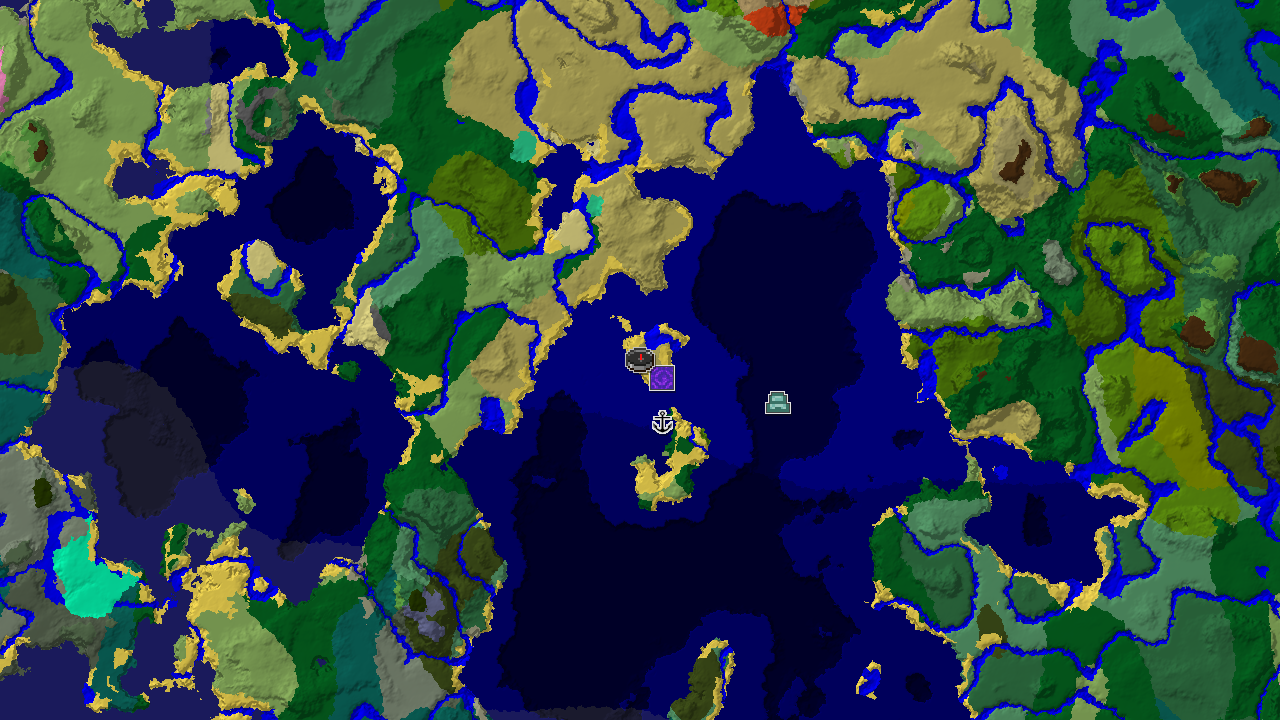 A 2D biome map centered on the spawn point, marked in Savanna, showing nearby structures including a Ruined Portal, Shipwreck, and Ocean Monument amidst various ocean and land biomes.