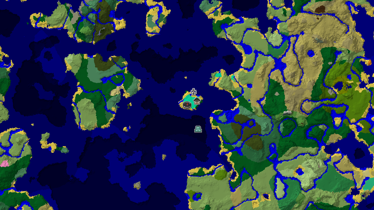 A 2D biome map centered on the spawn point in a swamp, showing nearby ocean, beach, and river biomes, with markers for an Ocean Monument and Witch Hut.