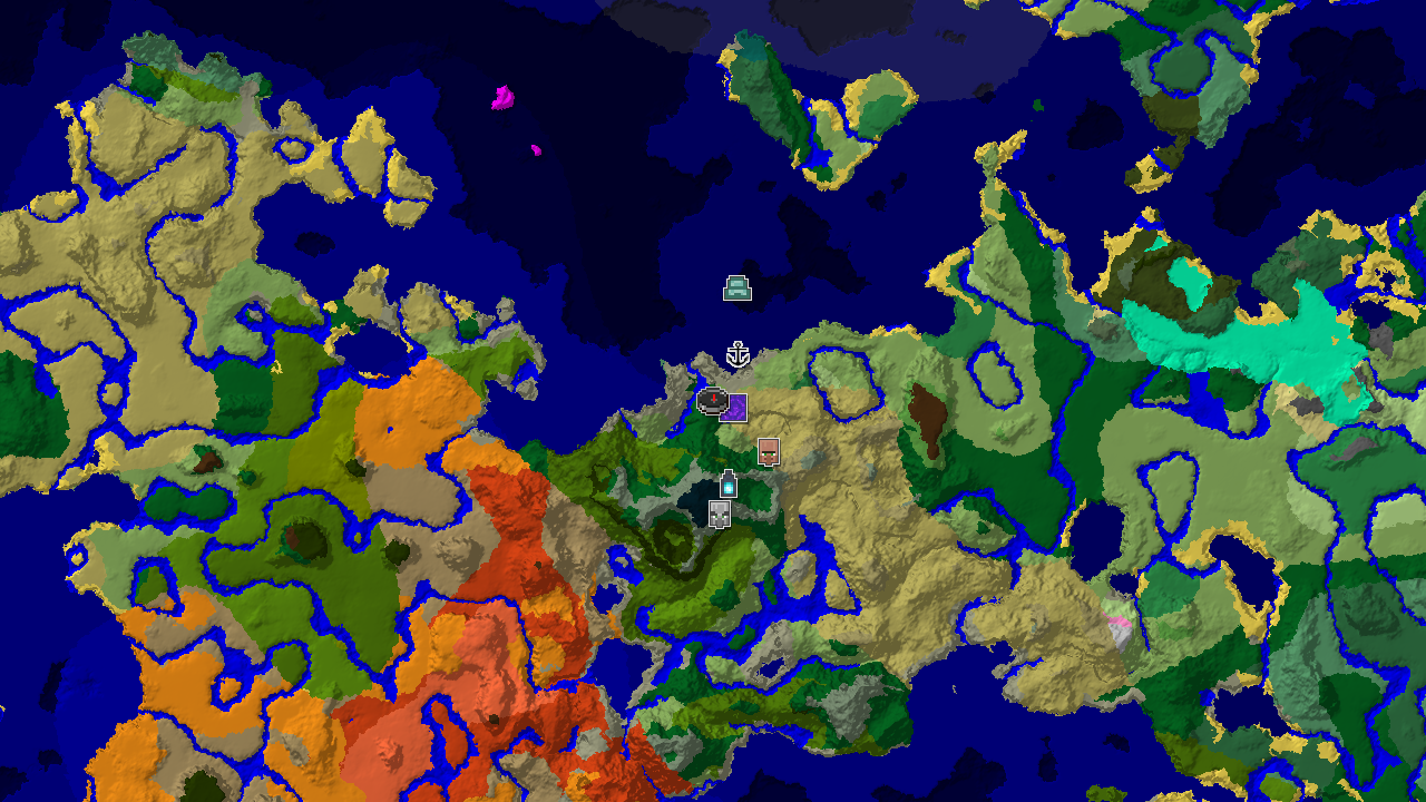 A 2D biome map centered on spawn, showing a Forest spawn, a nearby Ancient City, and other structures amidst varied biomes including Savanna and Ocean.