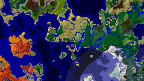 Waterside Village Spawn with Nearby Ruined Portal
