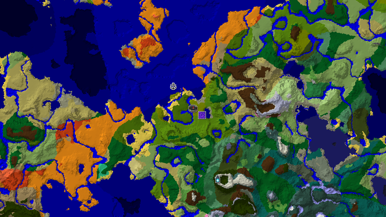 A 2D biome map centered on the spawn point, showing a significant Bamboo Jungle at spawn, surrounded by various other biomes including a large Warm Ocean, and markers for a Ruined Portal and a Shipwreck.