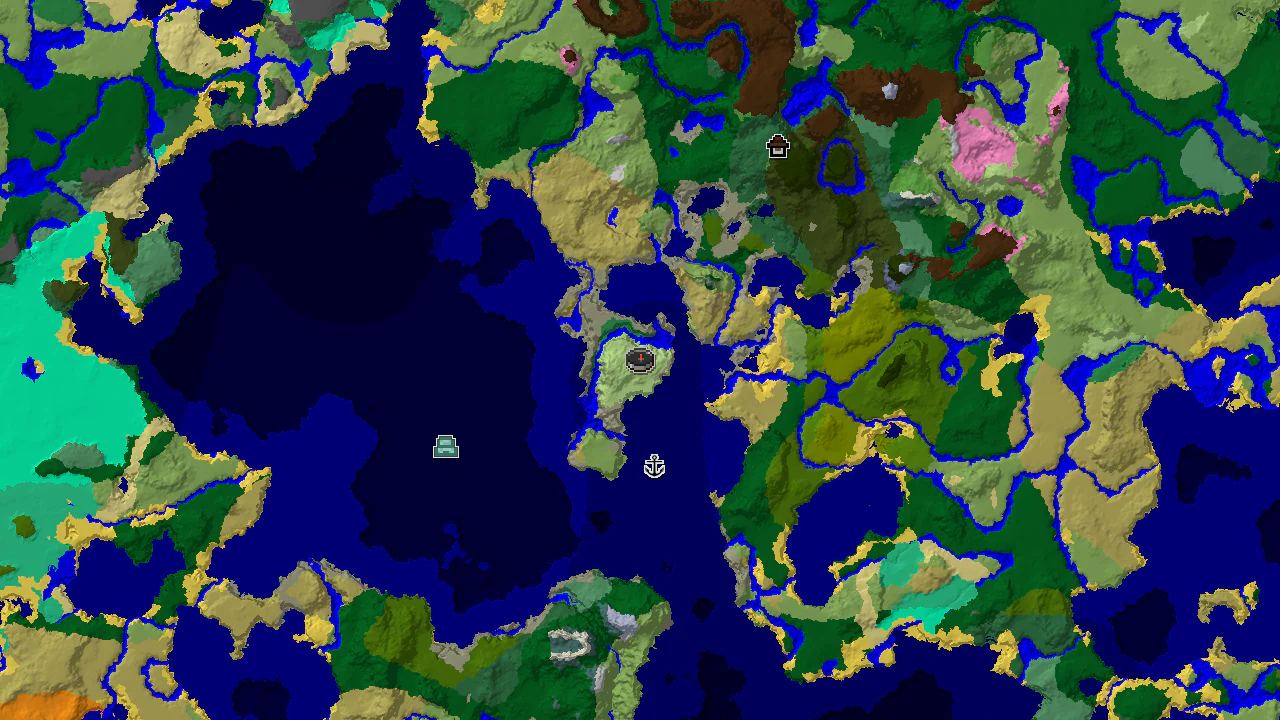 A 2D biome map centered on spawn, showing a Flower Forest to the east and Jungles to the south.