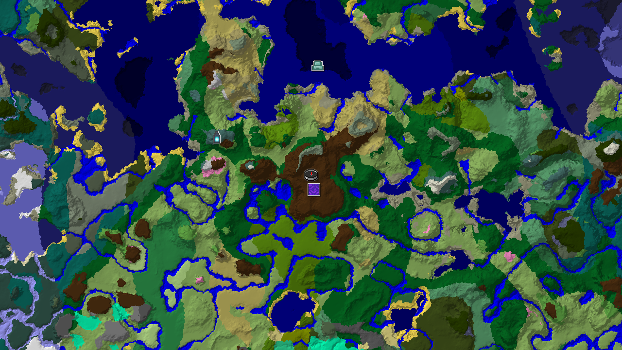 A 2D biome map centered on the spawn point, revealing Savanna Plateau, Forest, and Plains biomes, with markers for a nearby Ruined Portal and a distant Ancient City.