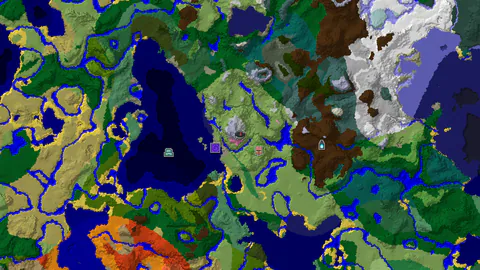 Cherry Grove Amidst Snowy Peaks and Plains Near Spawn