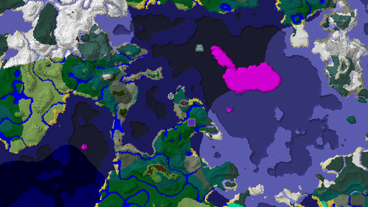 Ocean Monument and Mushroom Fields near Taiga Spawn