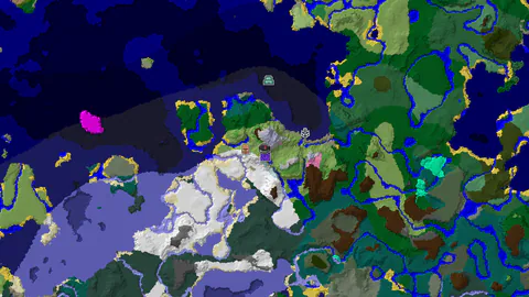 Spawn in Cherry Grove with Nearby Icy Peaks and Village