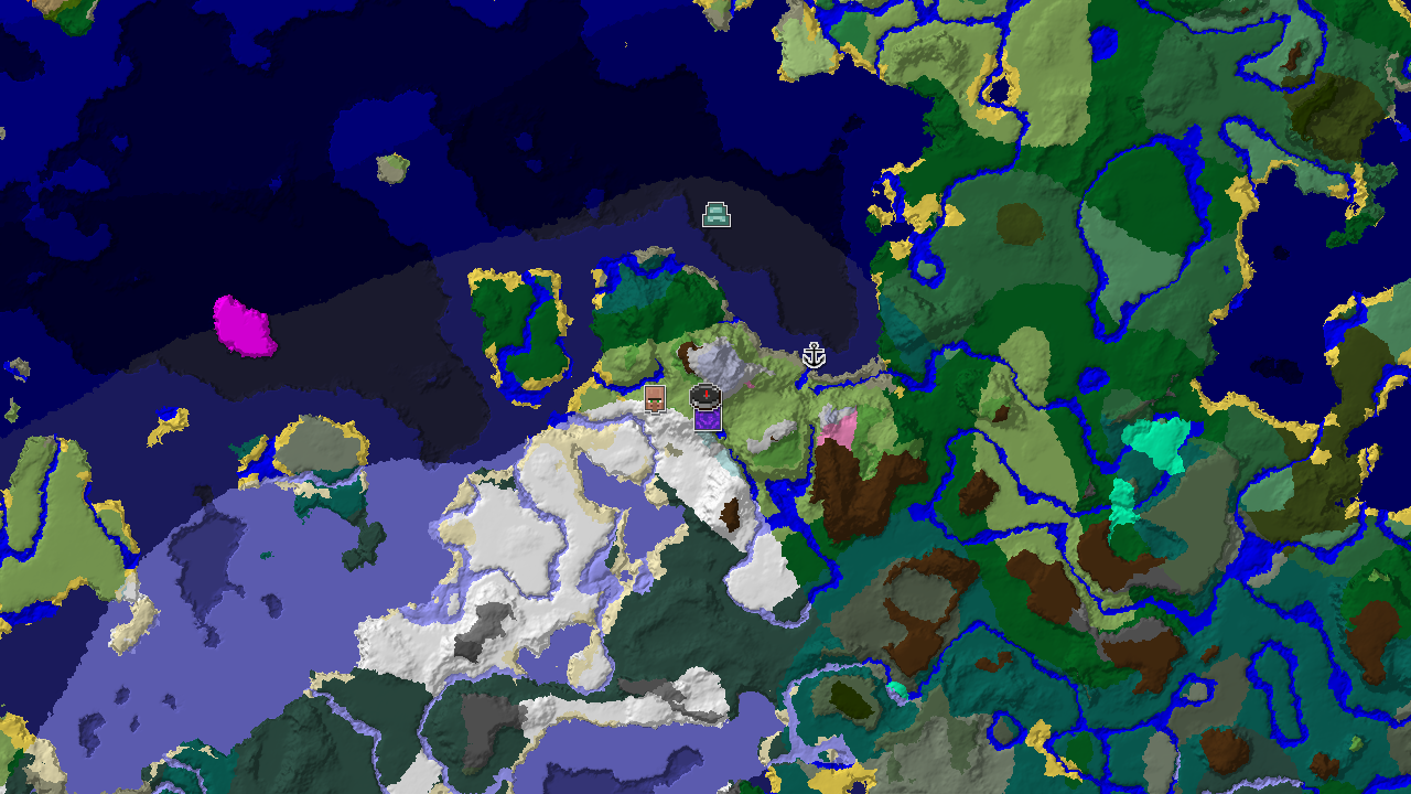 Spawn in Cherry Grove with Nearby Icy Peaks and Village