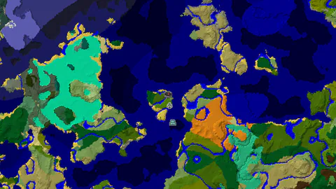 Ocean Monument and Jungle Islands Near a Coastal Spawn