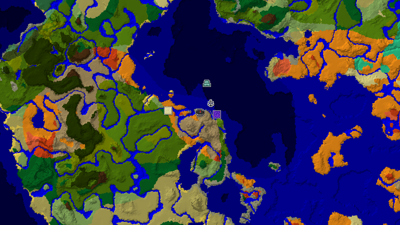 Wooded Badlands Spawn with Nearby Ocean and Desert Loot