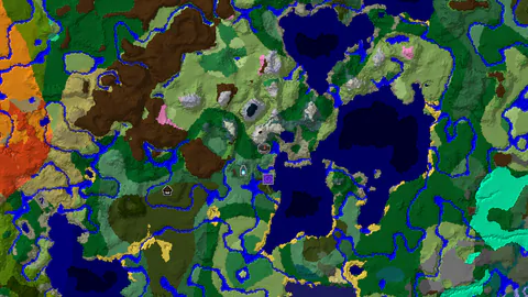 Ancient City at Spawn with Mountain and Forest Vistas