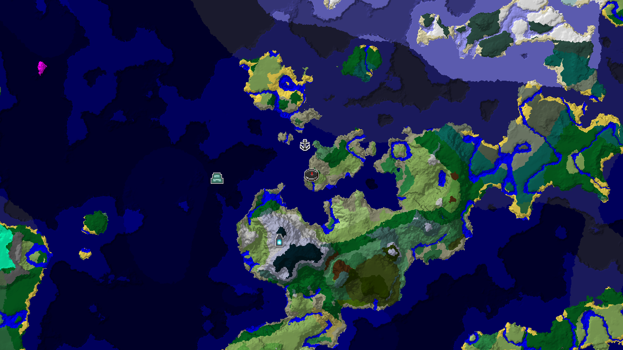 A 2D biome map centered on spawn, showing a nearby Ancient City marker and various ocean and forest biomes.