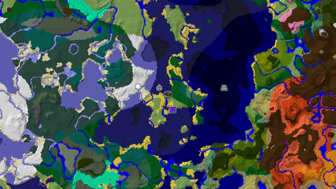 Ocean Monument Near Spawn in a Plains and Cold Ocean World