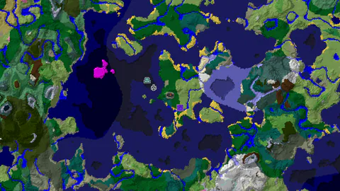 Ocean Monument Near Spawn in a Cold, Forested World
