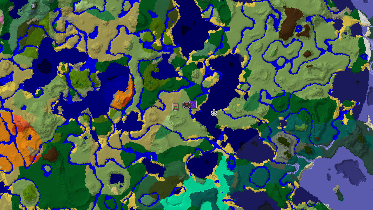 Waterside Village, Ruined Portal, and Jungle Near Spawn
