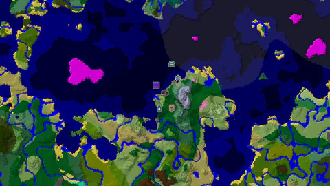 Ancient City at Spawn, Mountains and Oceans Nearby