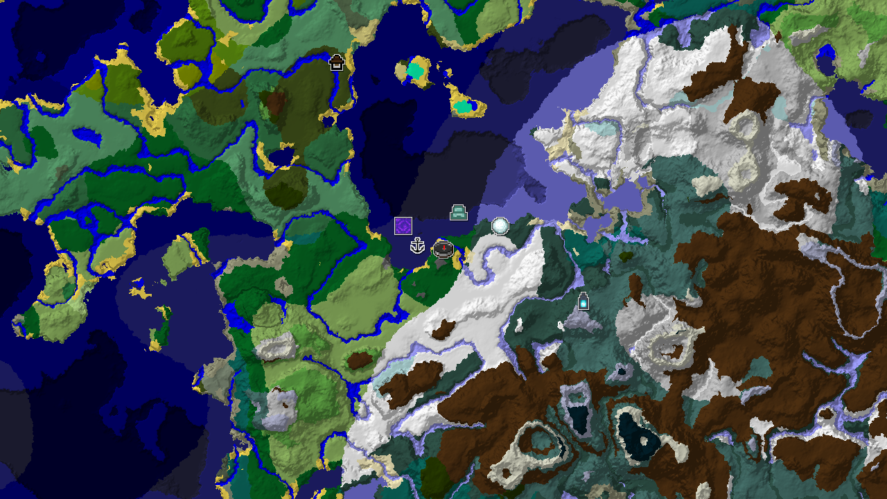 Frosty Peaks and Ancient Depths Near Spawn